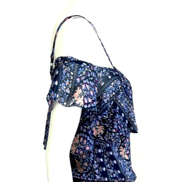 PAIGE Blue Floral Ruffled Summer Blouse - Picture 8 of 10